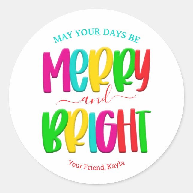 Sticker de Noël Joyeux et brillant (Devant)