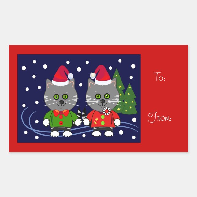 Sticker de Noël mignon avec chats (Devant)
