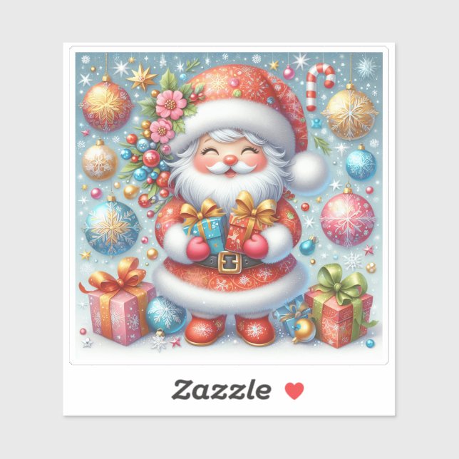 Sticker de Noël Père Noël joyeux ! (Feuille)