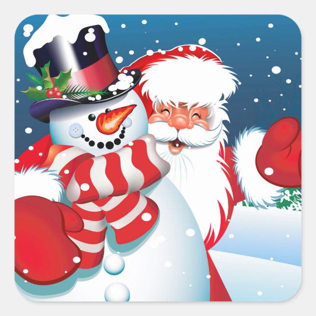 Sticker de Noël Père Noël & Snowman (Devant)