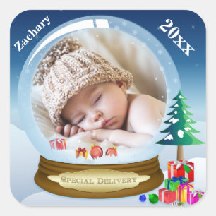 Sticker de Noël photo Globe des neiges personnalis