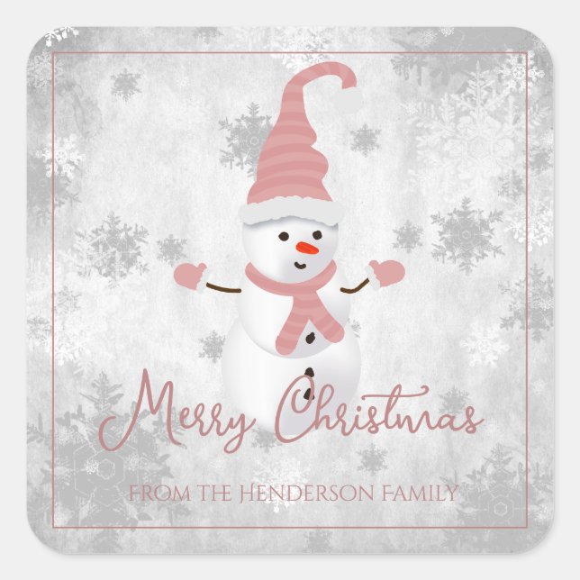 Sticker de Noël Pink Cute Snowman (Devant)