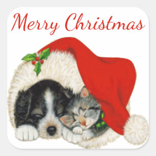 Sticker de Noël pour marionnette et chaton