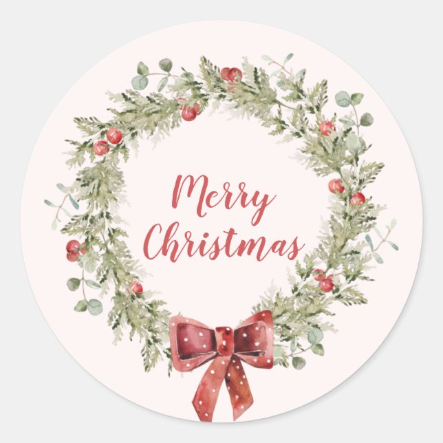 Sticker de Noël Red Berries Wreath (Devant)