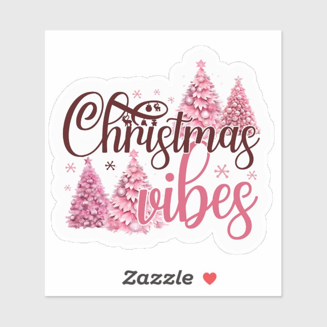 Sticker De Noël Rose Festif Avec Vibes Géniales (Feuille)