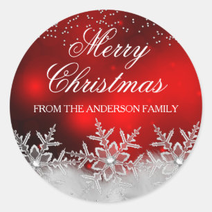 Sticker de Noël rouge Crystal Snowflake