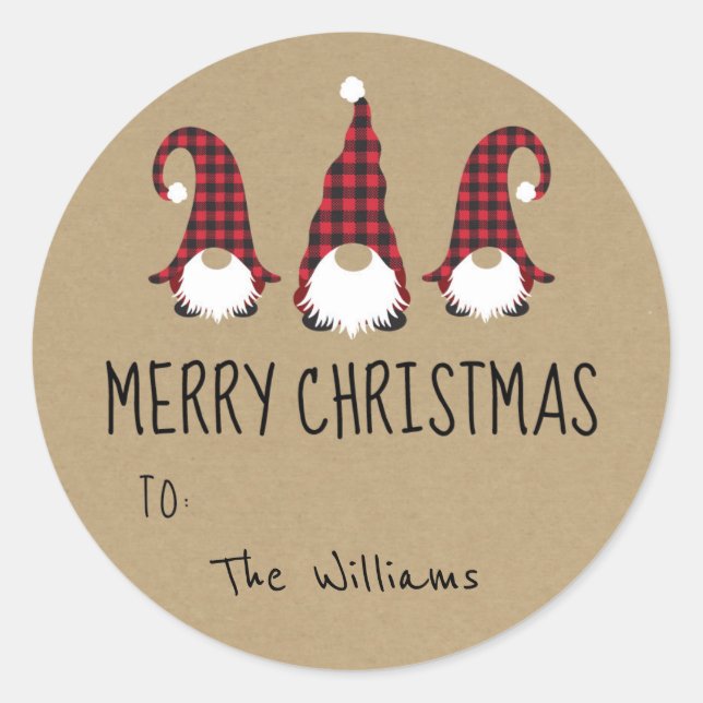 Sticker de Noël Rouge Gnome Joyeux (Devant)