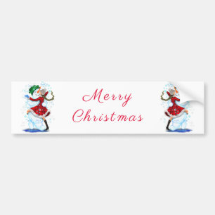 Sticker de Noël Snowman and Girl Dance