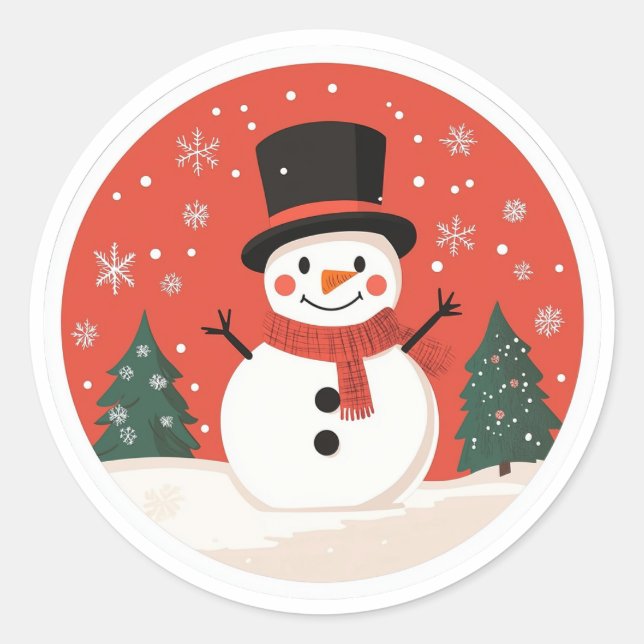 Sticker de Noël Snowman | Autocollant d'hiver (Devant)