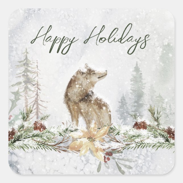 Sticker de Noël Wolf Woodland (Devant)