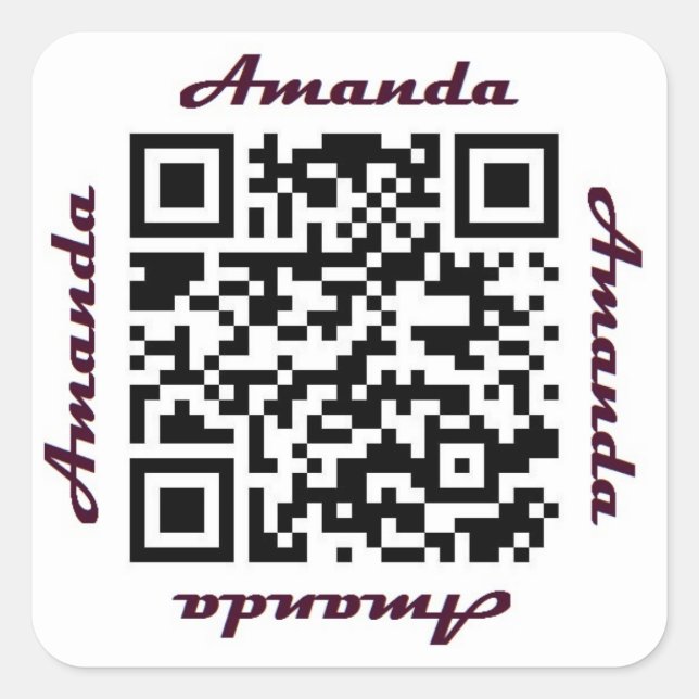 Sticker de NOM personnalisé Amanda QR Code (Devant)