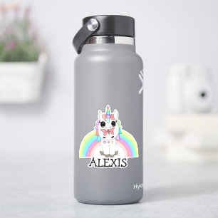 Sticker de nom personnalisé Rainbow Unicorn
