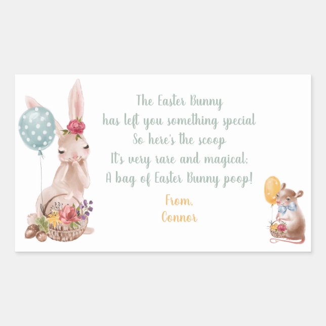 Sticker de Pâques Bunny Magique Poop Candy Étiquet (Devant)