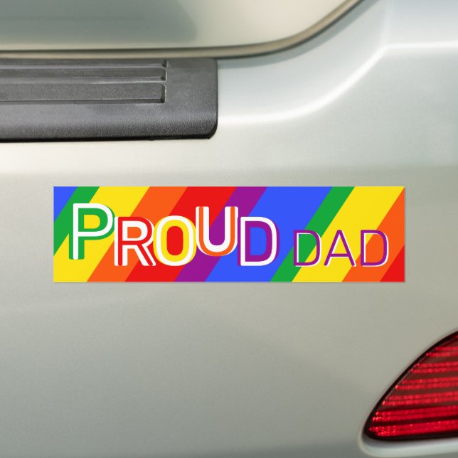 Sticker de pare-chocs Rainbow Proud Papa (En voiture)