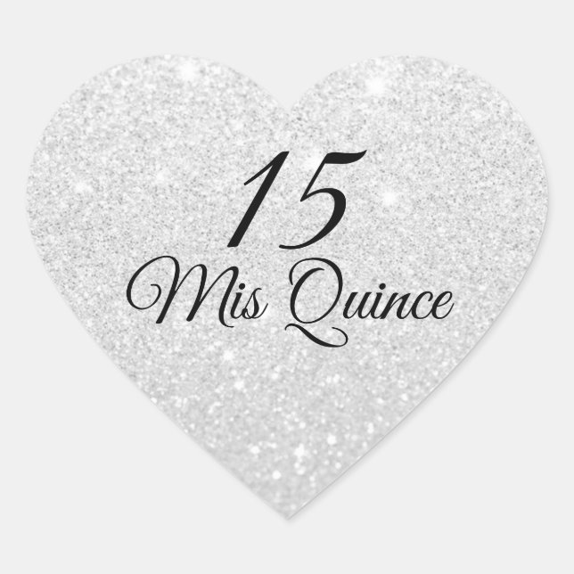 Sticker de Parties scintillant en argent Mis Quinc (Devant)