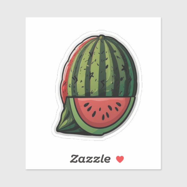 Sticker de pastèque mignonne (Feuille)