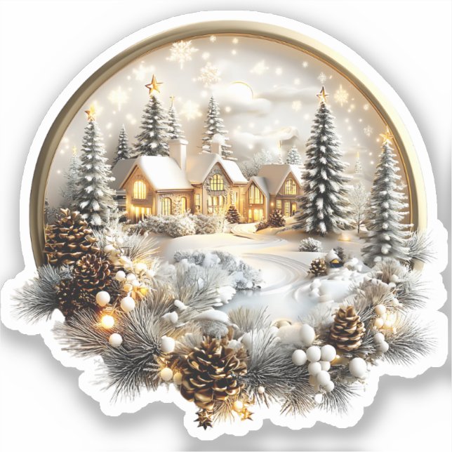 Sticker de paysage hivernal, Étiquette (Recto)