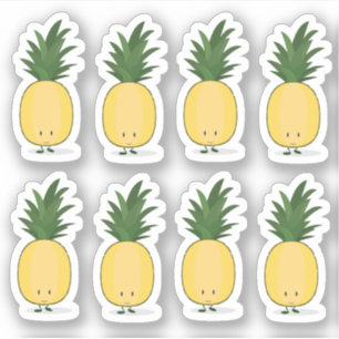 Sticker de personnage de dessin d'ananas souriant