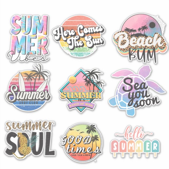 Sticker de plage d'été rétro Neon Tropical (Devant)