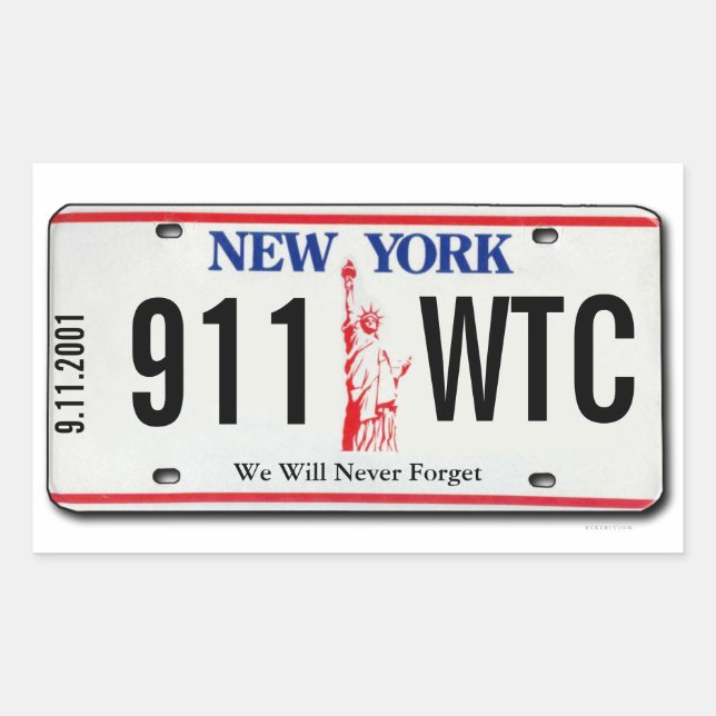 Sticker de plaque de licence 911 Memorial NY 1 (Devant)