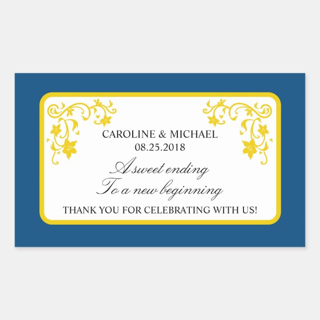Sticker de préférence de mariage floral (Devant)