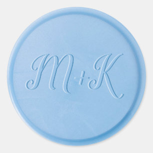 Sticker de sceau de cire bleu de lin initial