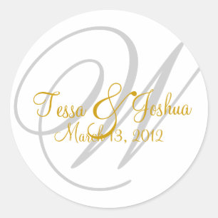 Sticker de sceau initial du Mariage de monogramme 
