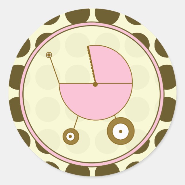 Sticker de transport pour bébé rose et point Polka (Devant)