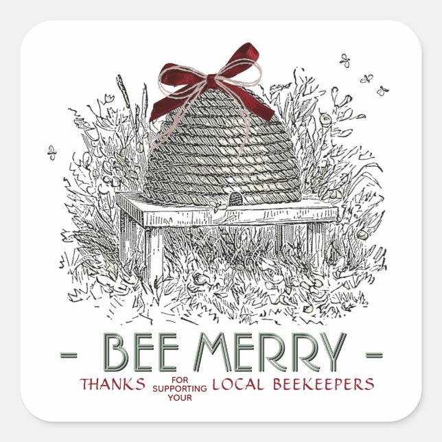 Sticker de vacances d'abeille avec Bow rouge (Devant)