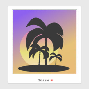 Sticker de vacances en forme de palmiers à dégradé