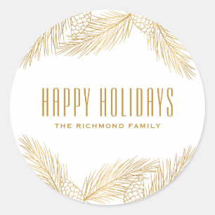 Sticker de vacances pour Pinecones d'or et aiguill