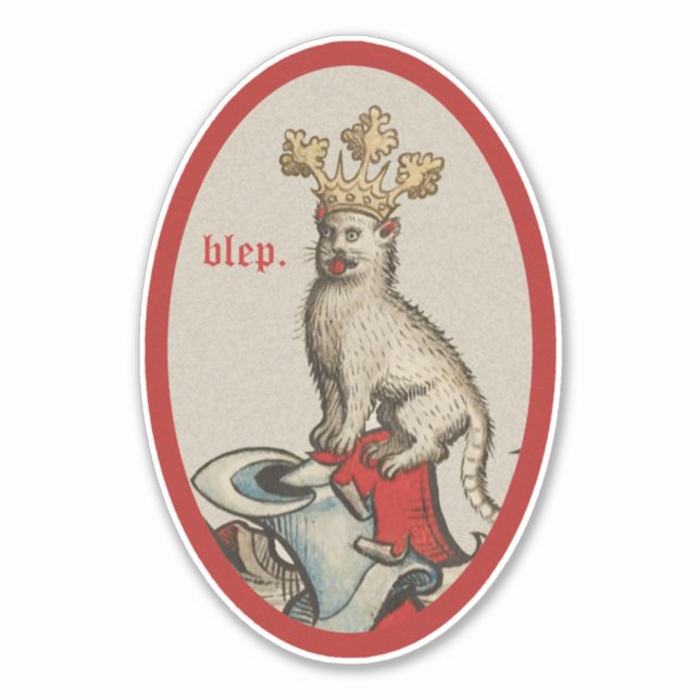 Sticker de vinyle "Blep" médiéval (Devant)