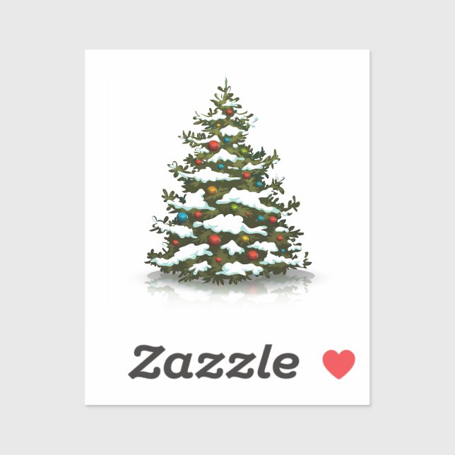 STICKER DE VINYLE COUPÉ SUR MESURE : ARBRE DE NOËL (Feuille)