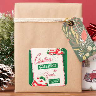 sticker de voeux de Noël rétro vintage