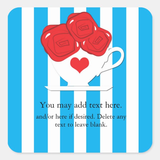 Sticker de Wonderland Whimsical Tea Cup Red Roses (Devant)