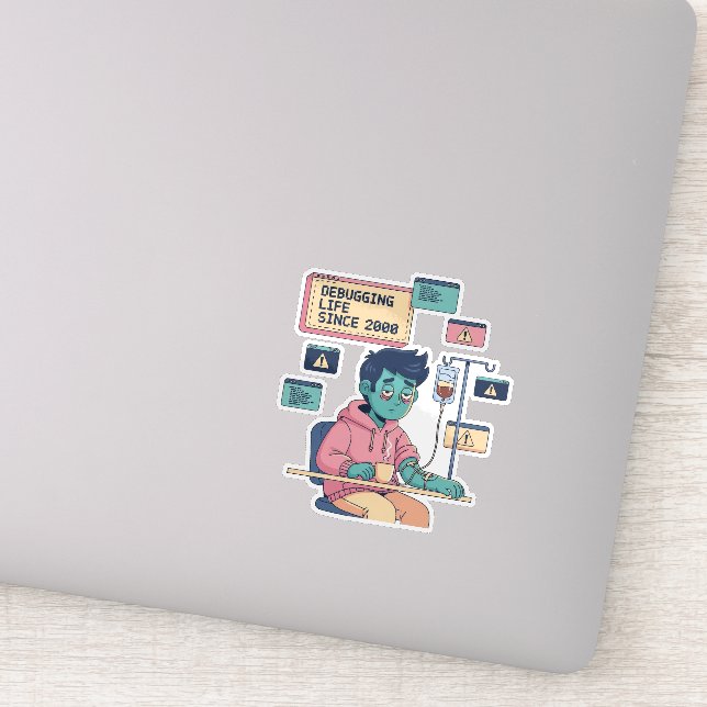 Sticker Debugging Life Geek Programmer (Détail)