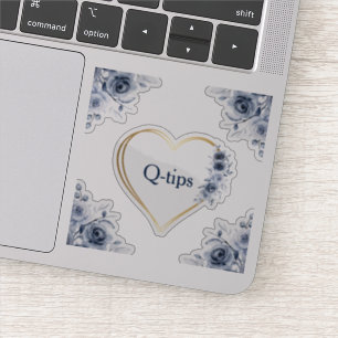 Sticker Décal 3" x 3" Flore bleue Q-tips