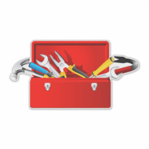 Sticker Décalage de boîte à outils rouge