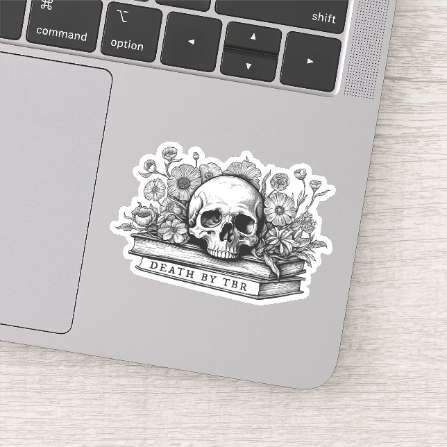 Sticker Décès par le crâne tbr et les livres (Détail)