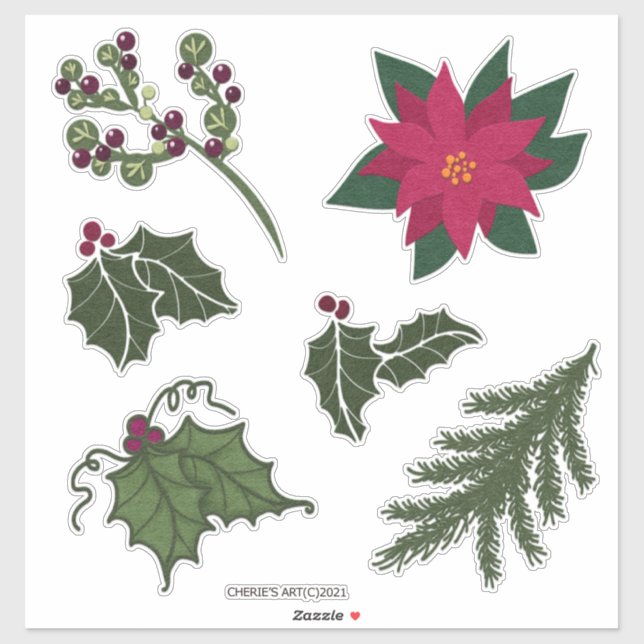 Sticker Décorations de Noël dans le style de feutre (Feuille)