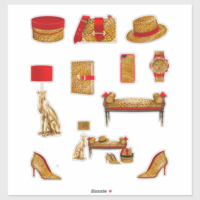 Sticker Décorations Empreintes de léopard Haute mode Femme (Feuille)