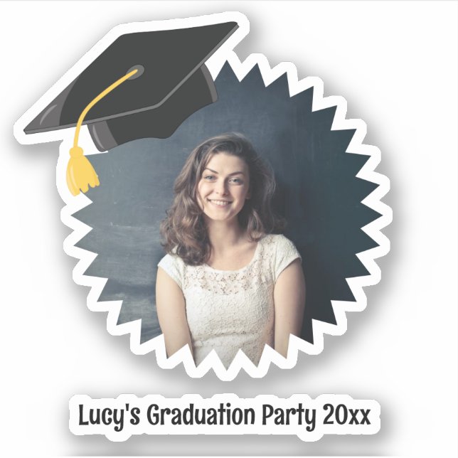 Sticker Découpe du capot de graduation photo et texte pers (Devant)