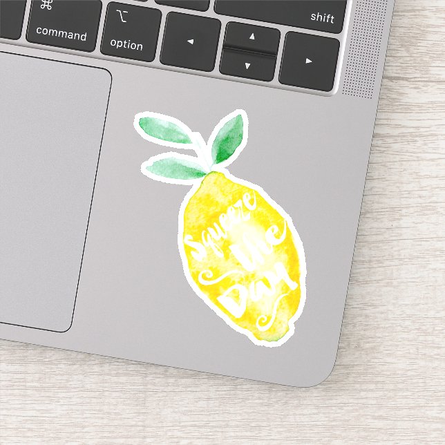 Sticker Découper le jour jaune citron citation aquarelle (Détail)