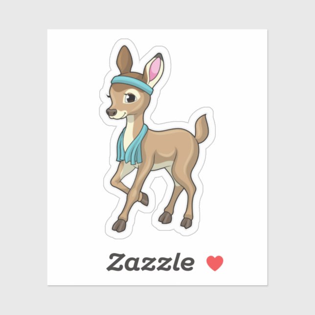 Sticker Deer at Fitness with Towel (Feuille)