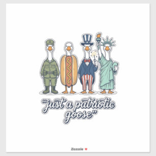 Sticker Défilé d'oies patriotiques Vintage Vector Shirt_1