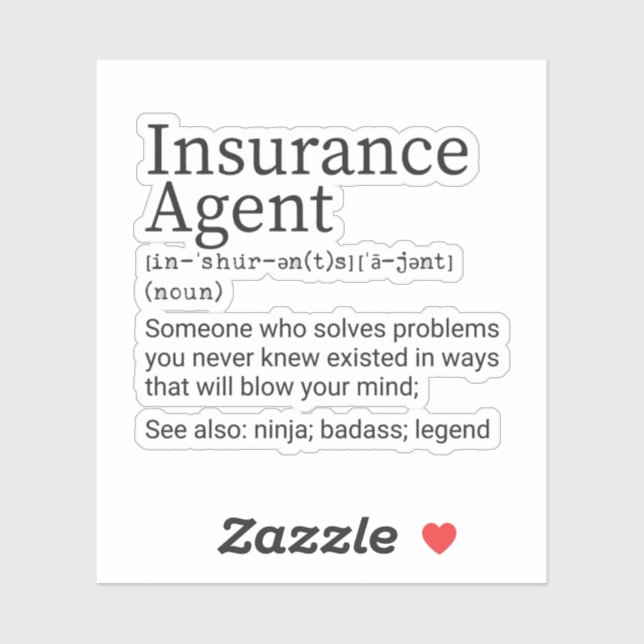 Sticker Définition de l'agent d'assurance, agent d'assuran (Feuille)