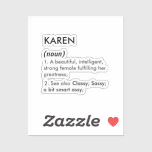 Sticker Définition de nom Karen modifiable, nom personnali