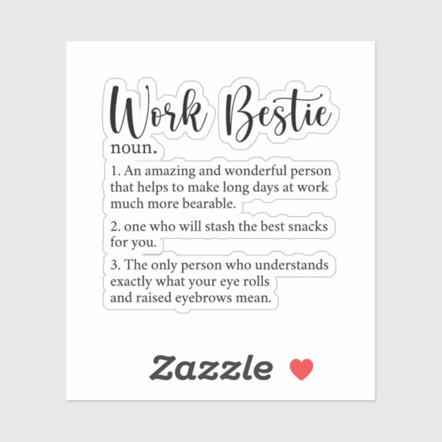 Sticker Définition Du Bestie De Travail, Don Pour Ami De T (Feuille)