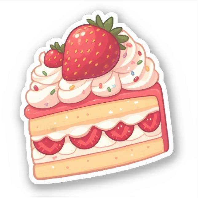 Sticker Délice sucré : Câteau à la fraise (Devant)