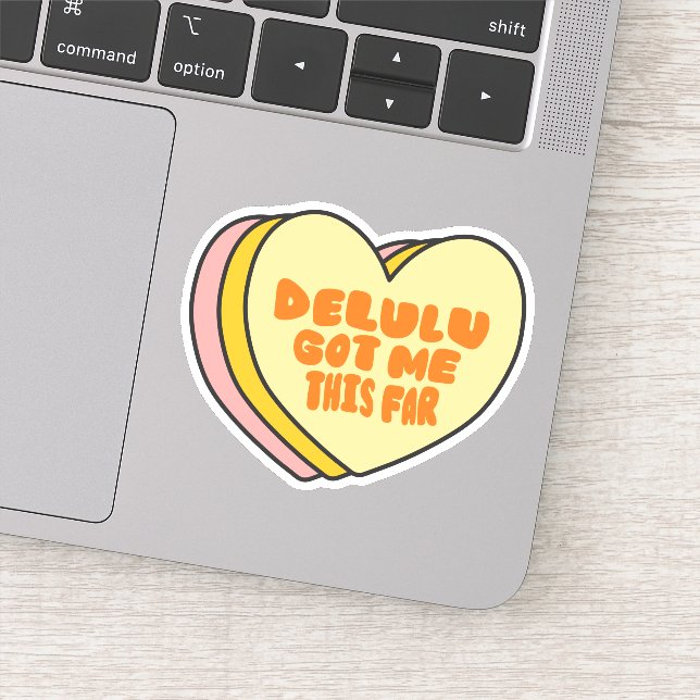 Sticker "Delulu Got Me This Far" Funny Aesthetic Design (Détail)